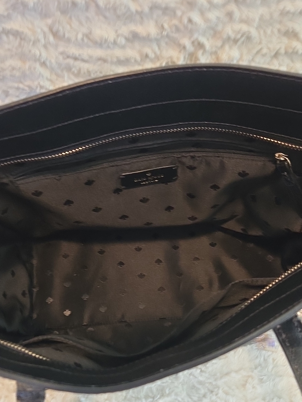 kate spade Black and White Leather Tote with Charm - Picture 10 of 10